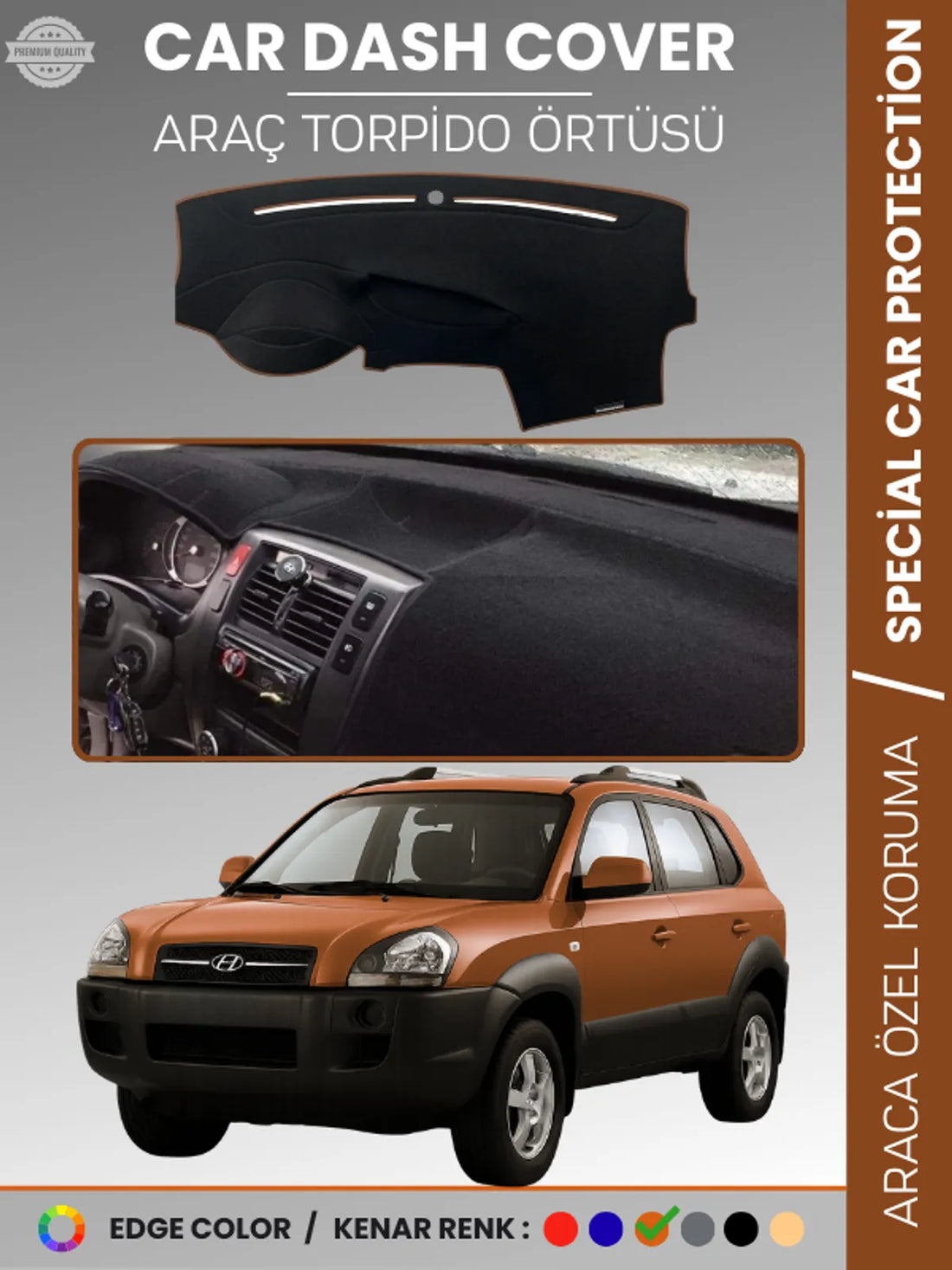 HYUNDAİ TUCSON (2004-2009) Uyumlu Torpido Örtüsü Araca Özel Ön Göğüs Koruma