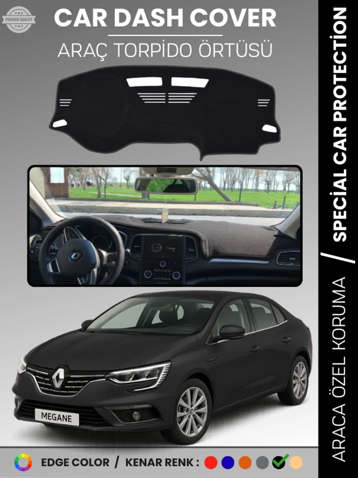 RENAULT MEGANE 4 (2016-2022) Uyumlu Torpido Örtüsü Araca Özel Ön Göğüs Koruma