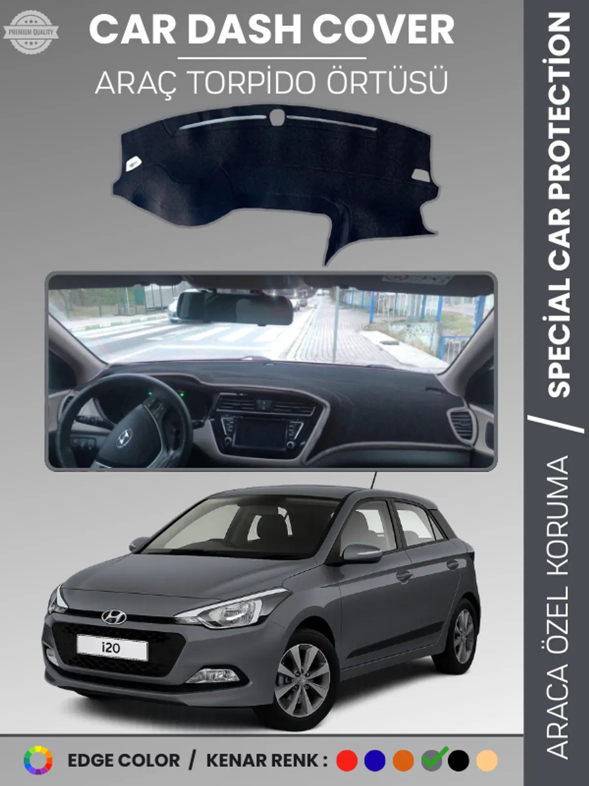HYUNDAİ İ20 (2008-2014) Uyumlu Torpido Örtüsü Araca Özel Ön Göğüs Koruma