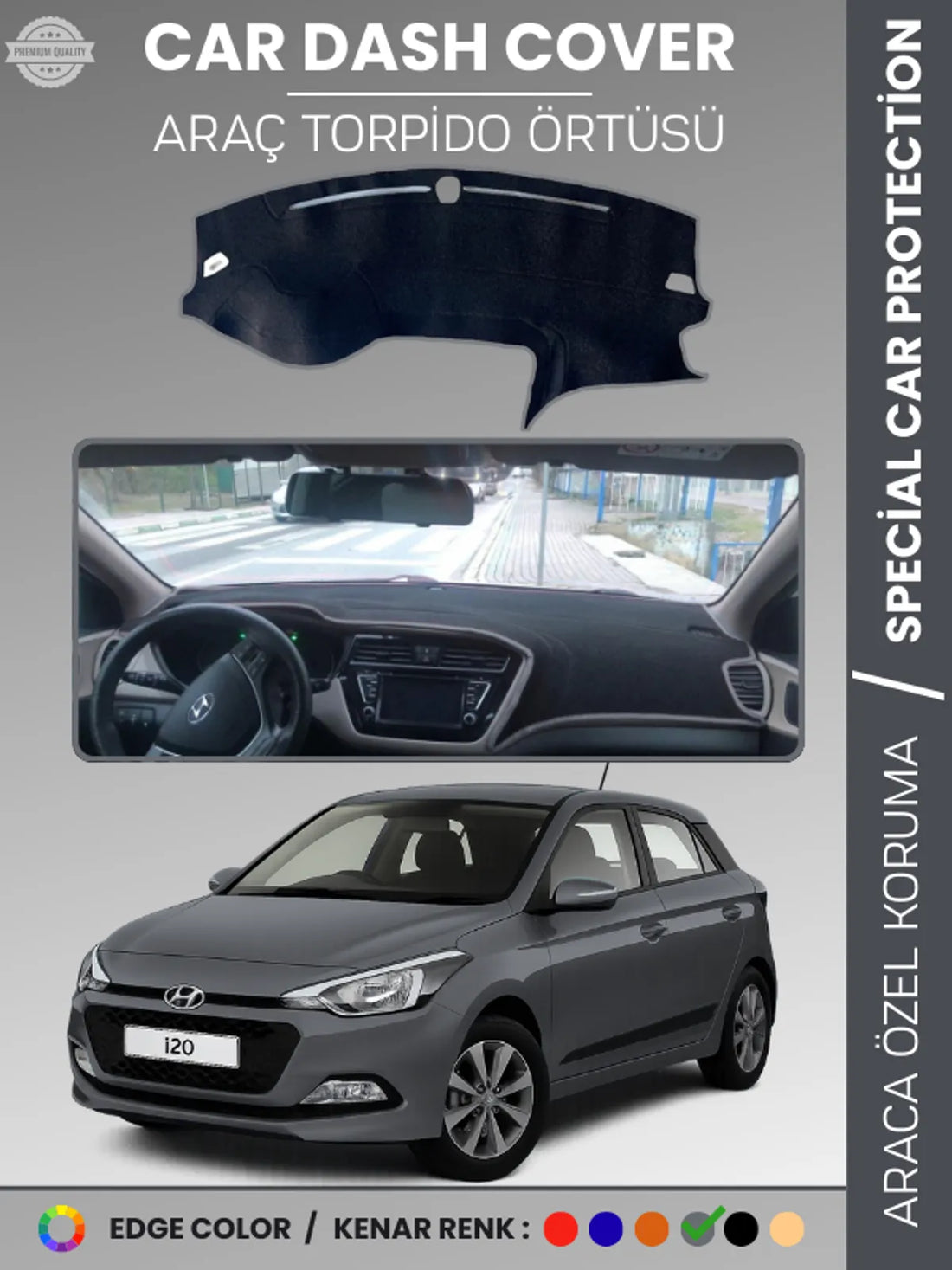 HYUNDAİ İ20 (2008-2014) Uyumlu Torpido Örtüsü Araca Özel Ön Göğüs Koruma