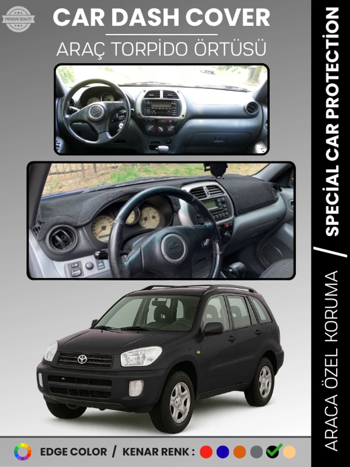 TOYOTA RAV4 (2000-2005) Uyumlu Torpido Örtüsü Araca Özel Ön Göğüs Koruma