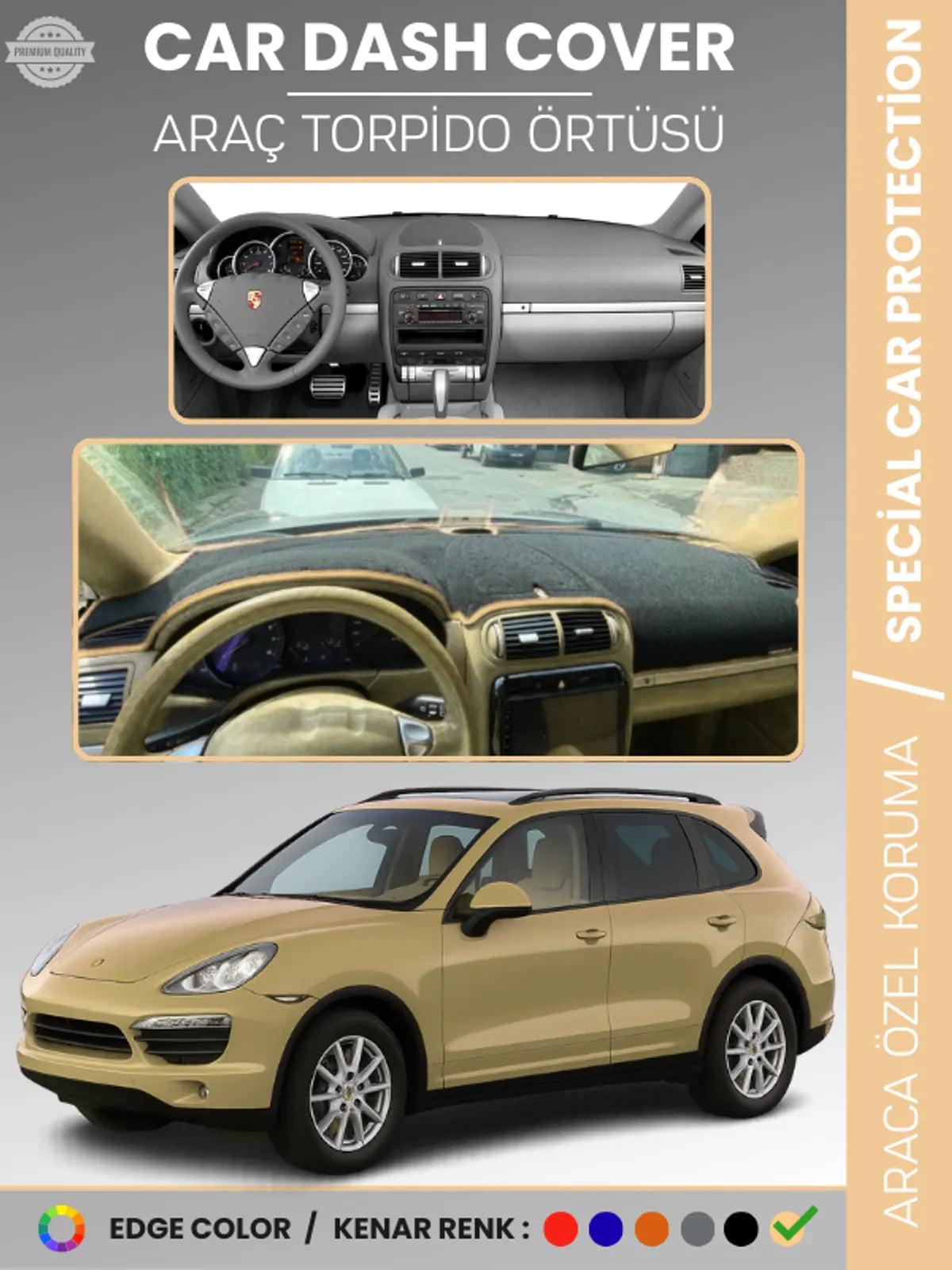 PORSCHE CAYENNE (2002-2010) Uyumlu Torpido Örtüsü Araca Özel Ön Göğüs Koruma