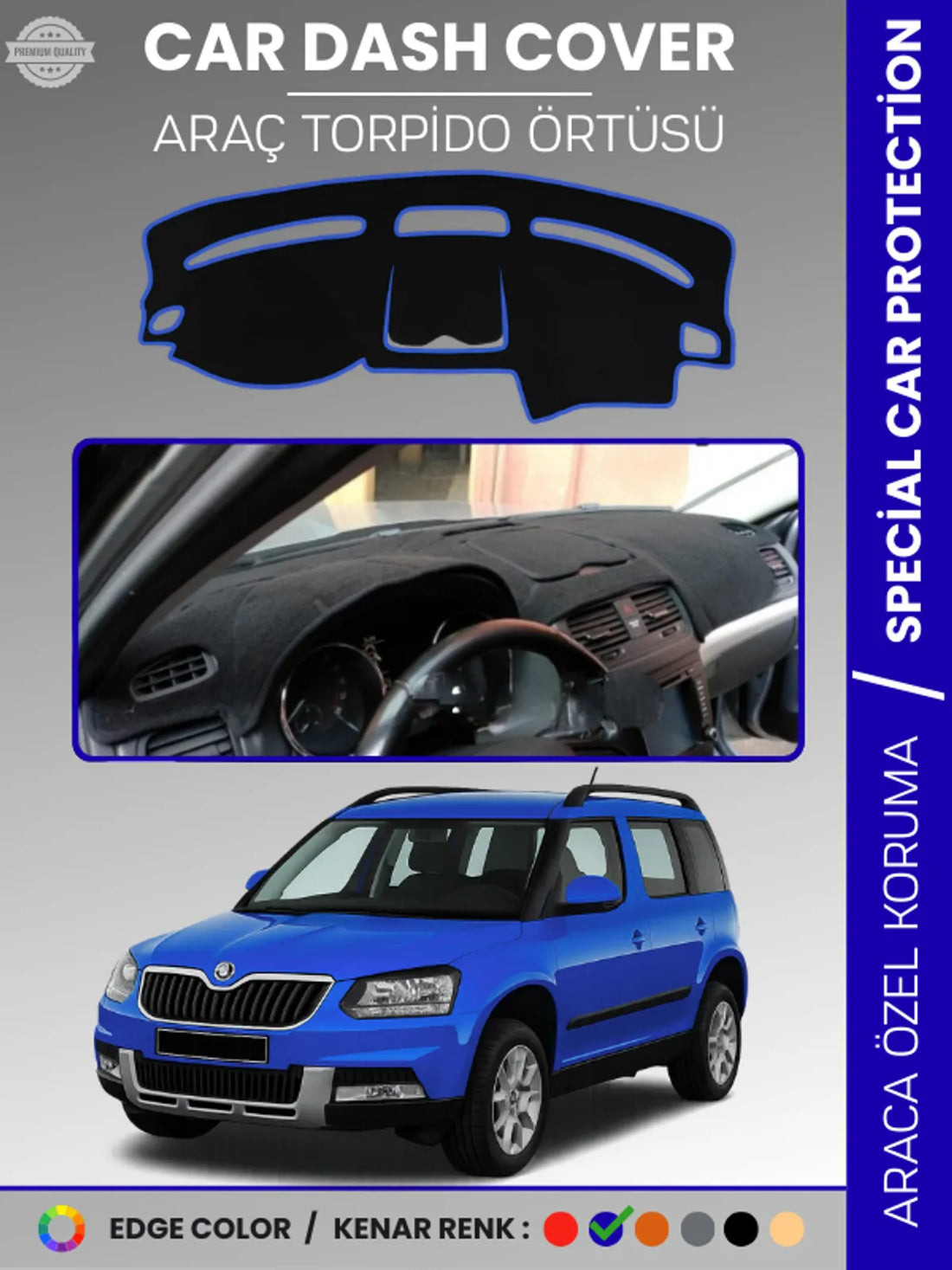 SKODA YETI (2009-2017) Uyumlu Torpido Örtüsü Araca Özel Ön Göğüs Koruma