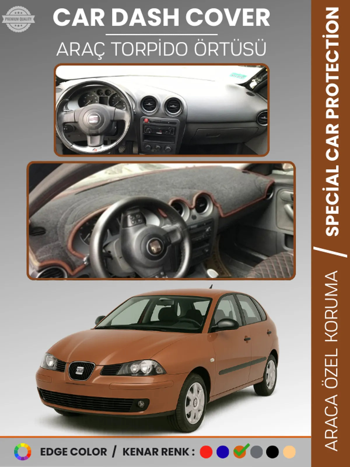 SEAT İBİZA (2001-2008) Uyumlu Torpido Örtüsü Araca Özel Ön Göğüs Koruma