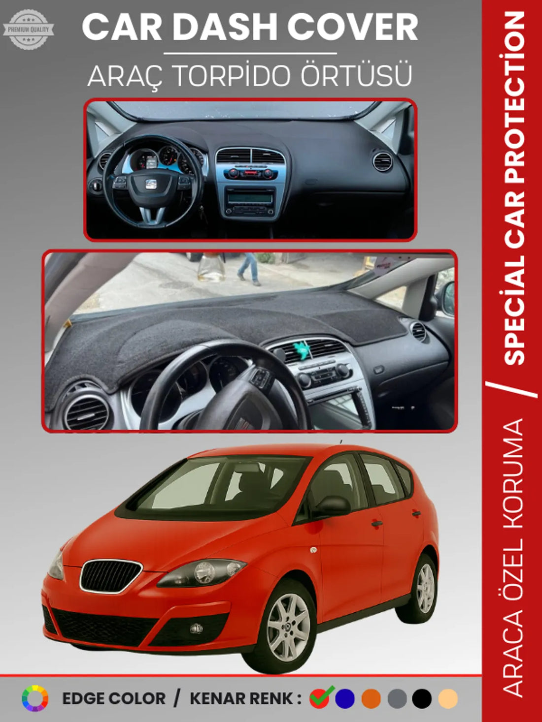 SEAT ALTEA (2010-2015) Uyumlu Torpido Örtüsü Araca Özel Ön Göğüs Koruma