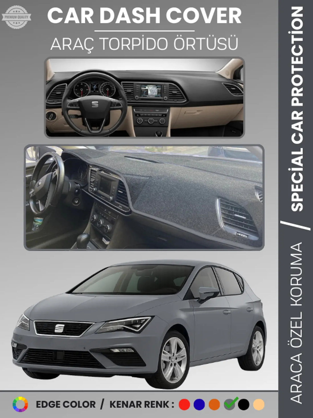 SEAT LEON (2013-2020) Uyumlu Torpido Örtüsü Araca Özel Ön Göğüs Koruma