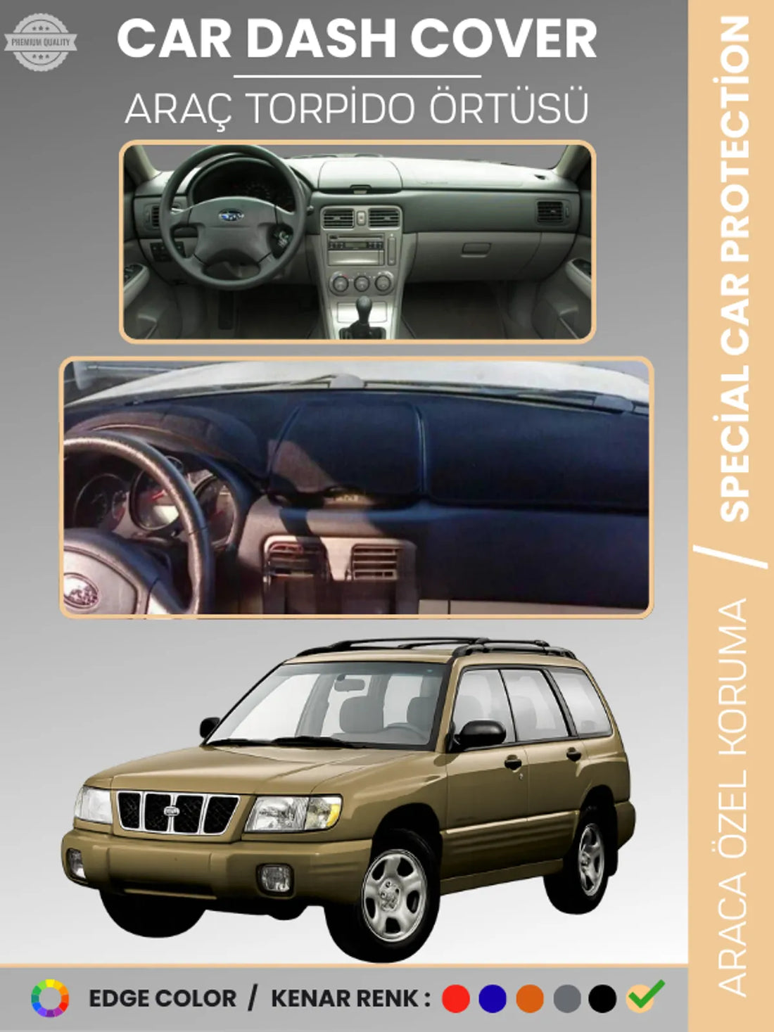 SUBARU FORESTER (1997-2002) Uyumlu Torpido Örtüsü Araca Özel Ön Göğüs Koruma