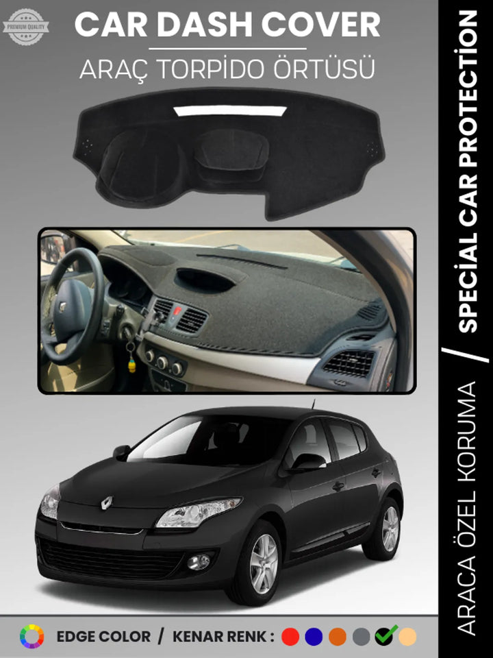 RENAULT MEGANE 3 NAVİGASYONSUZ (2009-2016) Uyumlu Torpido Örtüsü Araca Özel Ön Göğüs Koruma