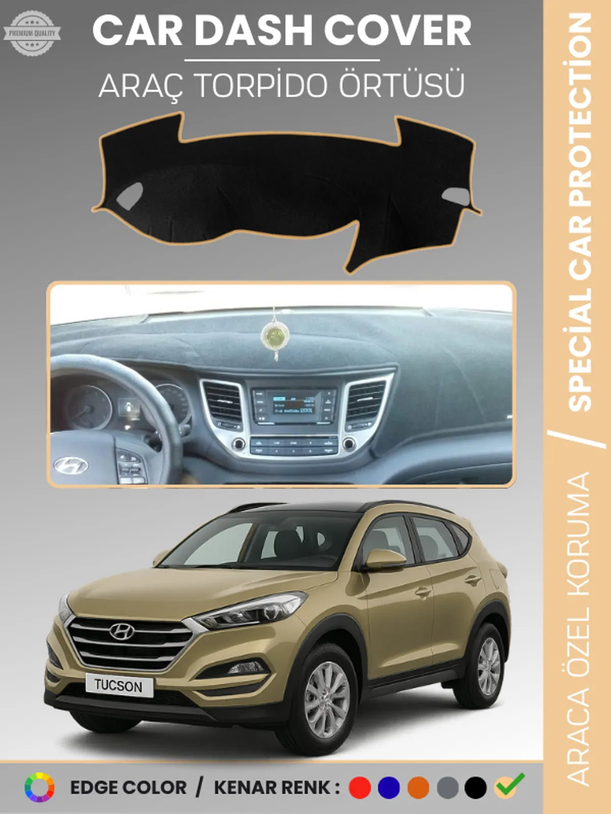 HYUNDAİ TUCSON (2016-2018) Uyumlu Torpido Örtüsü Araca Özel Ön Göğüs Koruma