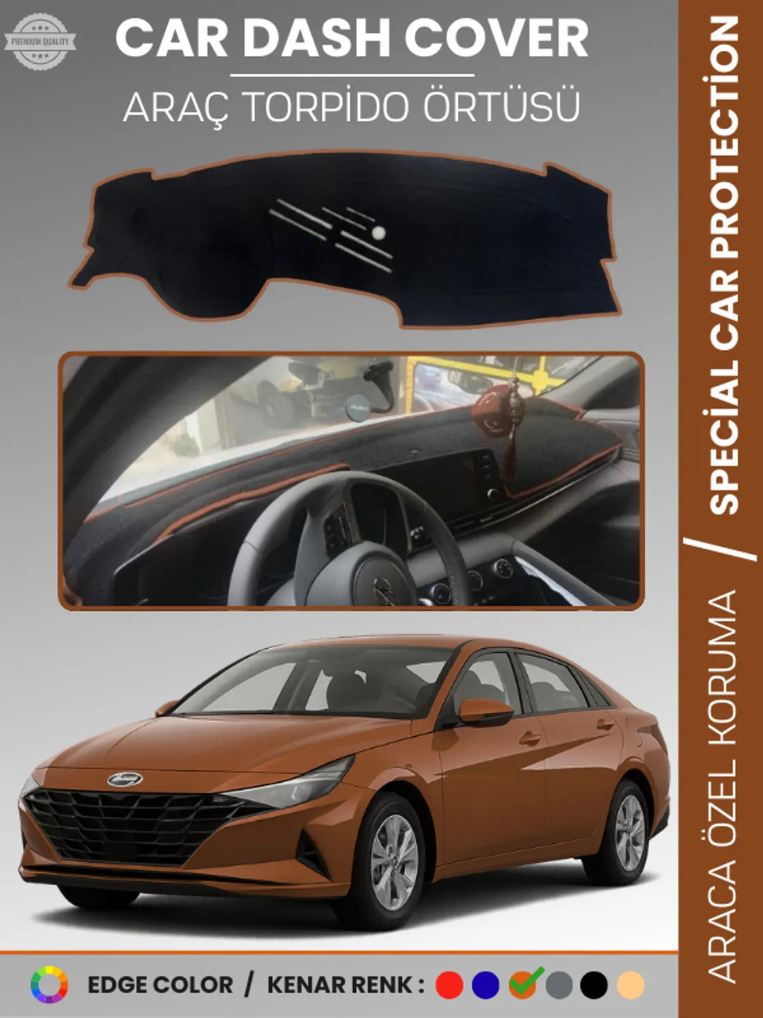 HYUNDAİ ELANTRA (2021+) Uyumlu Torpido Örtüsü Araca Özel Ön Göğüs Koruma