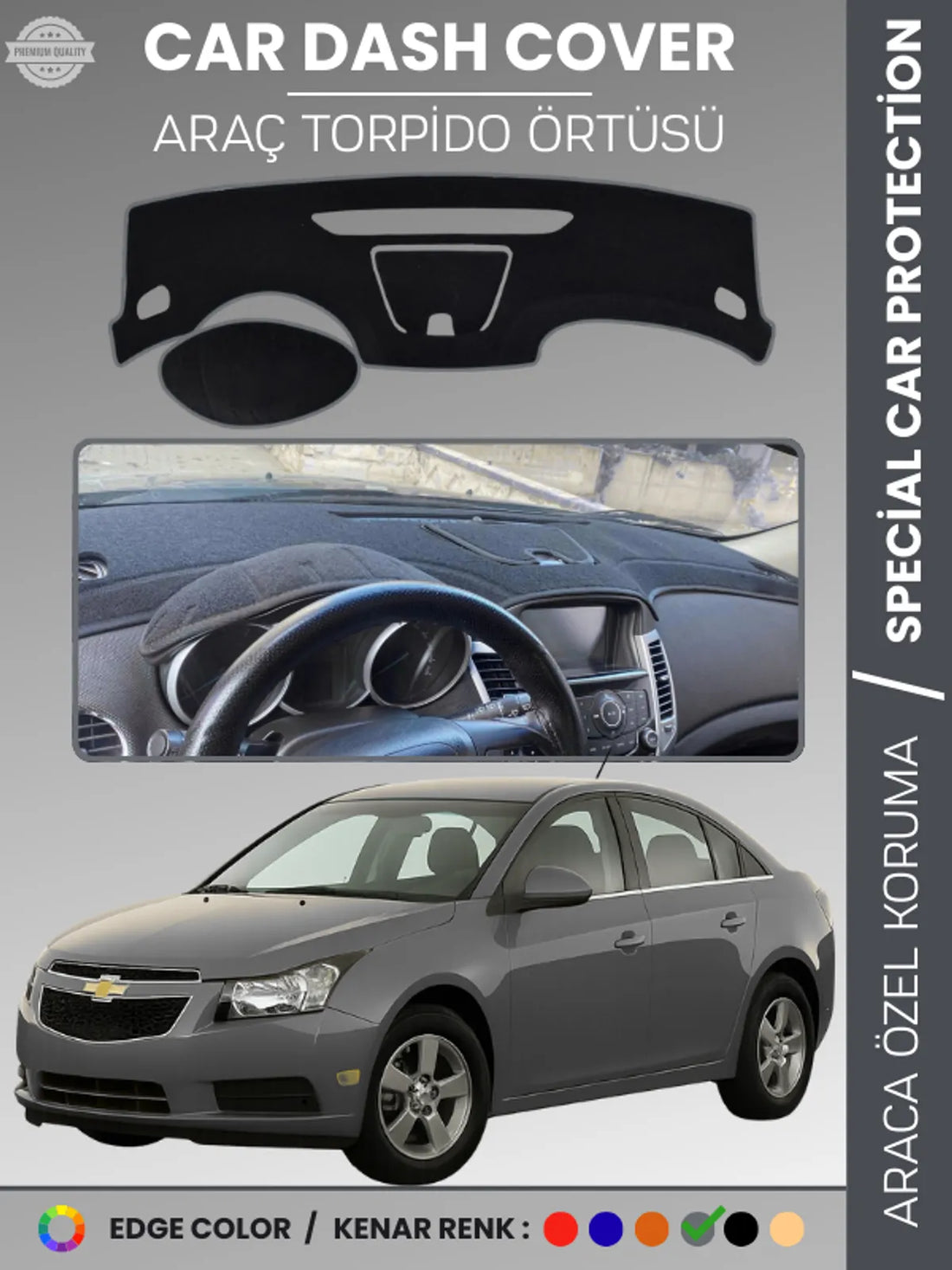 CHEVROLET Cruze (2008-2011) Uyumlu Torpido Örtüsü Araca Özel Ön Göğüs Koruma