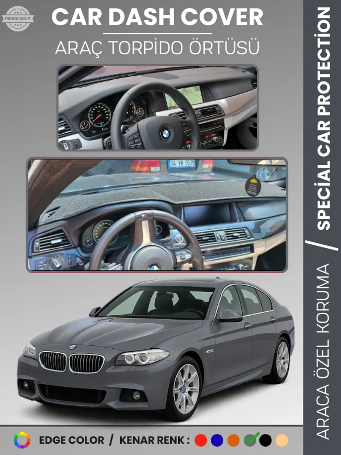 BMW F10 5 SERİSİ (2010-2017) Uyumlu Torpido Örtüsü Araca Özel Ön Göğüs Koruma