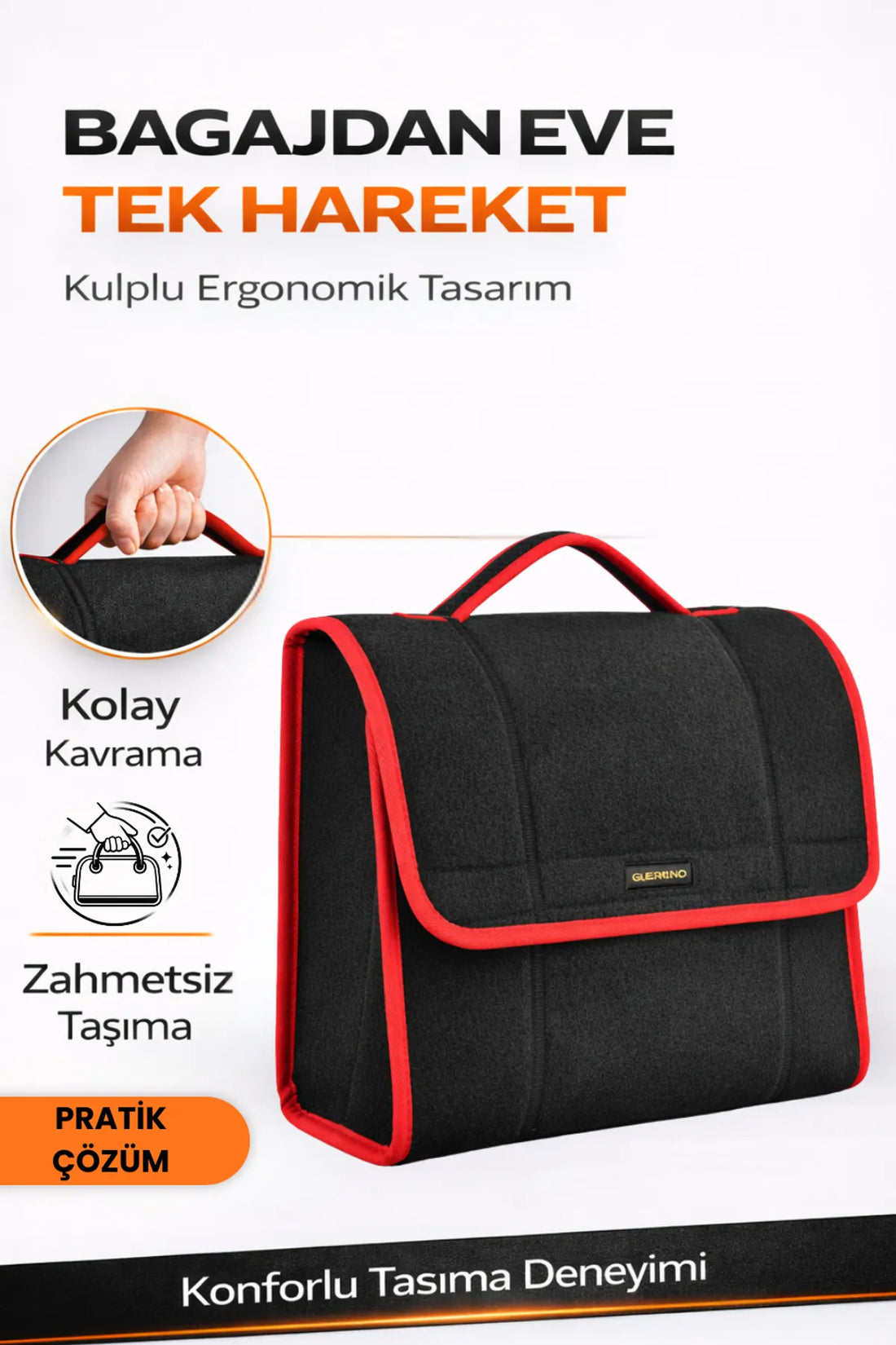 Oto Bagaj Çantası M Boy Kaymaz Cırt Bantlı Velur Kompakt Düzenleyici