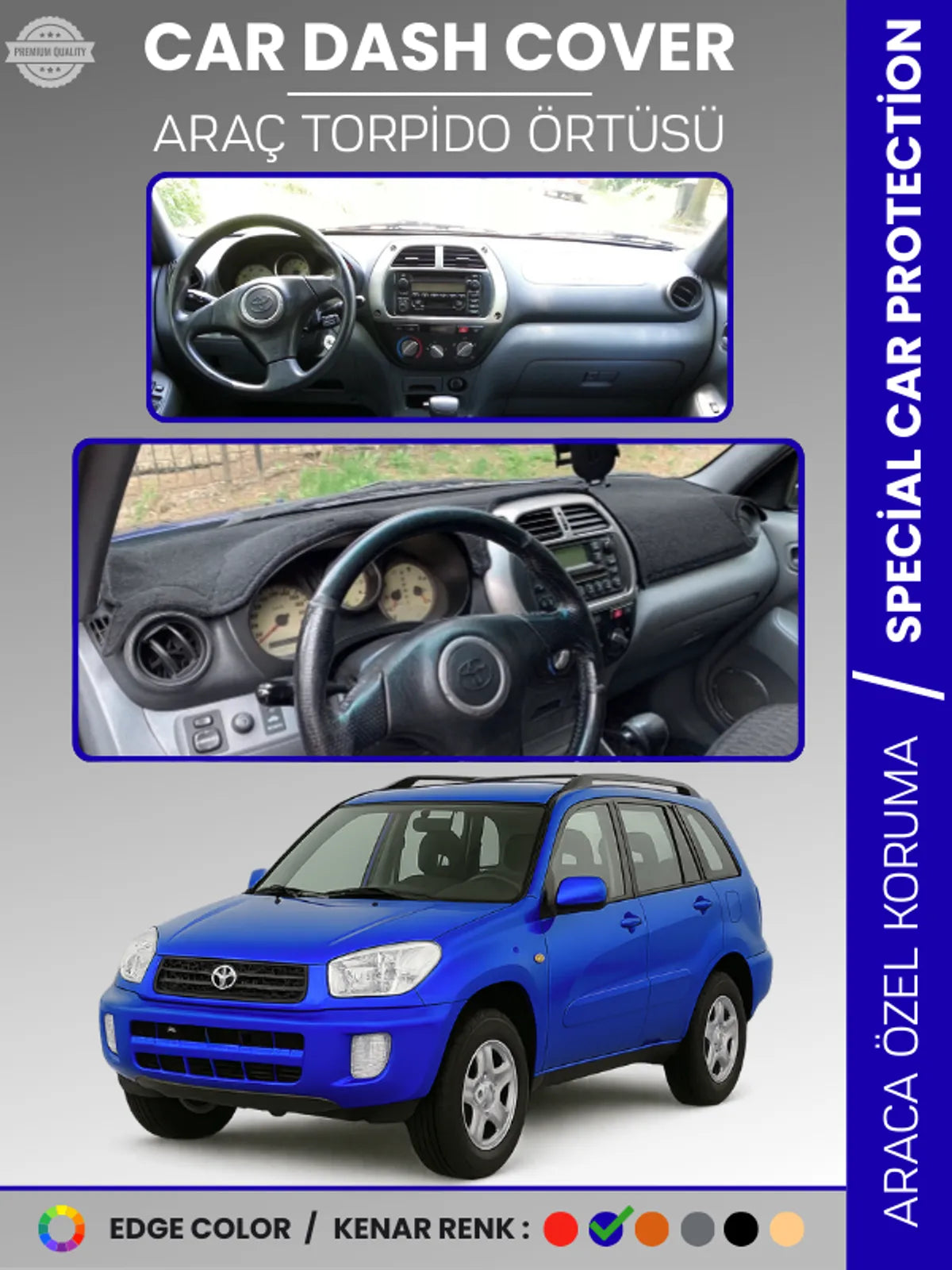TOYOTA RAV4 (2000-2005) Uyumlu Torpido Örtüsü Araca Özel Ön Göğüs Koruma
