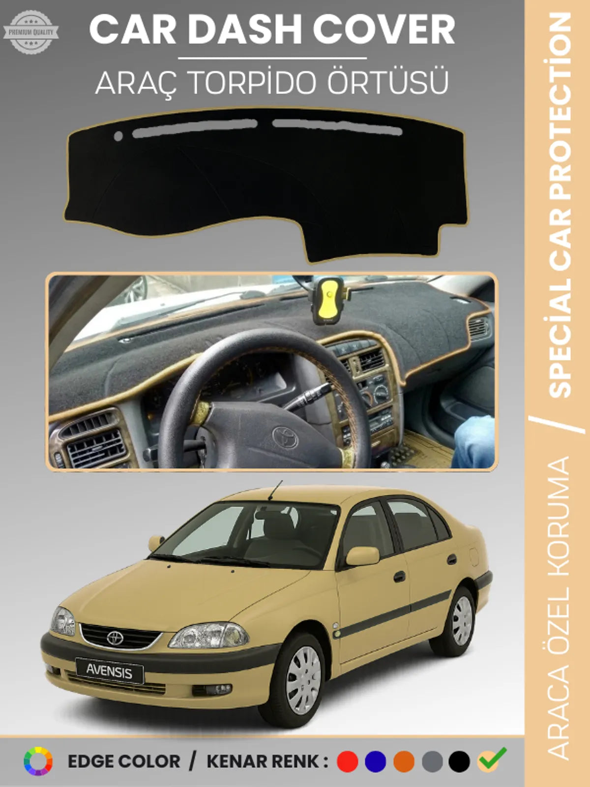 TOYOTA AVENSİS T220 (1997-2002) Uyumlu Torpido Örtüsü Araca Özel Ön Göğüs Koruma