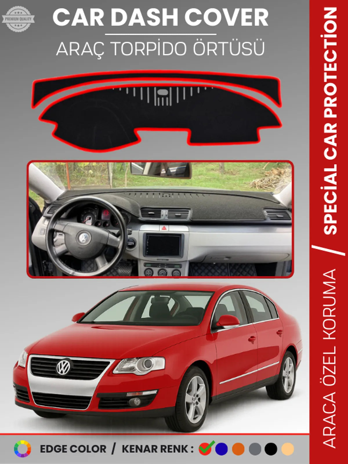 VOLKSWAGEN PASSAT B6 (2005-2010) Uyumlu Torpido Örtüsü Araca Özel Ön Göğüs Koruma