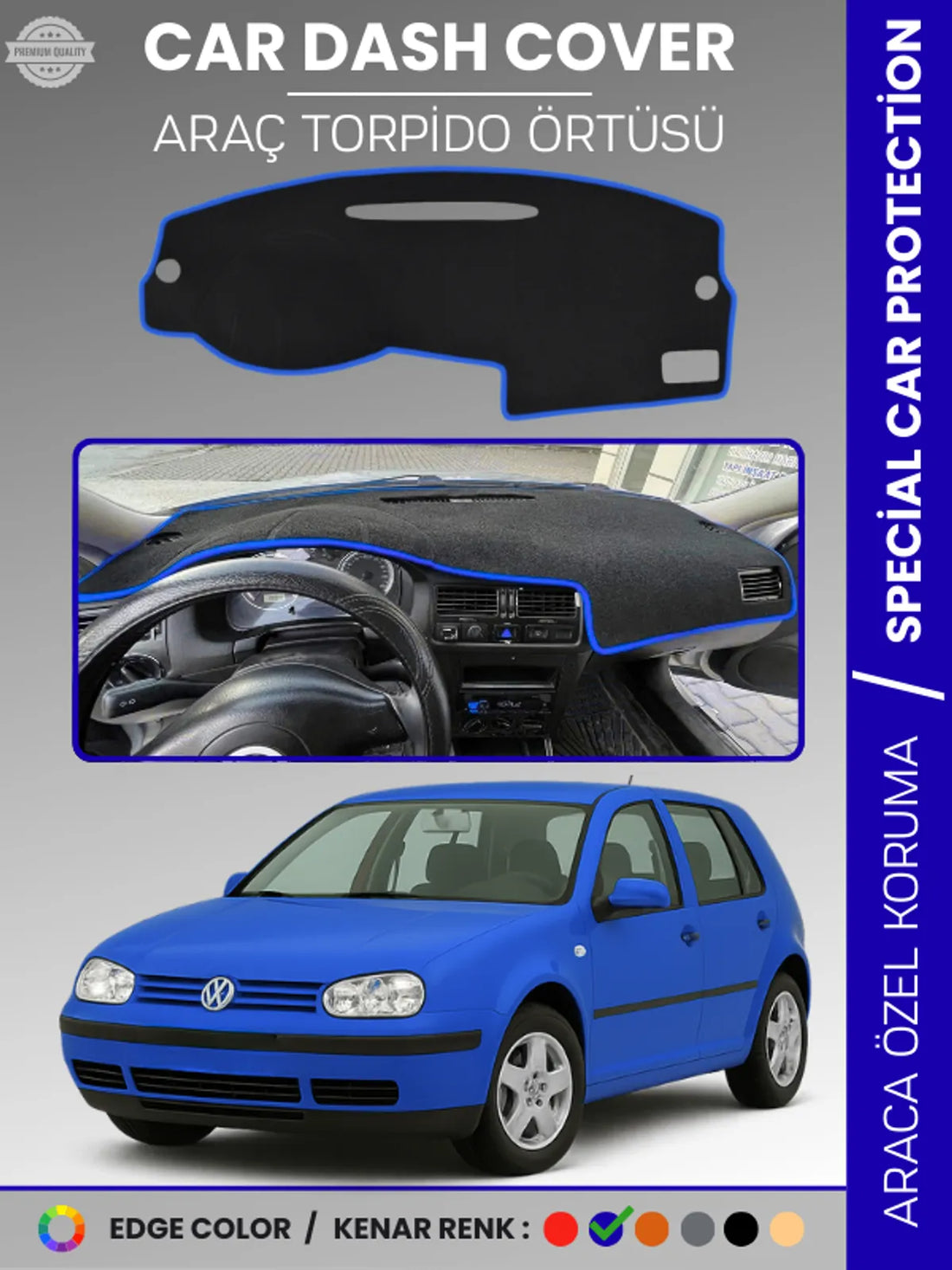 VOLKSWAGEN GOLF 4 (1997-2003) Uyumlu Torpido Örtüsü Araca Özel Ön Göğüs Koruma