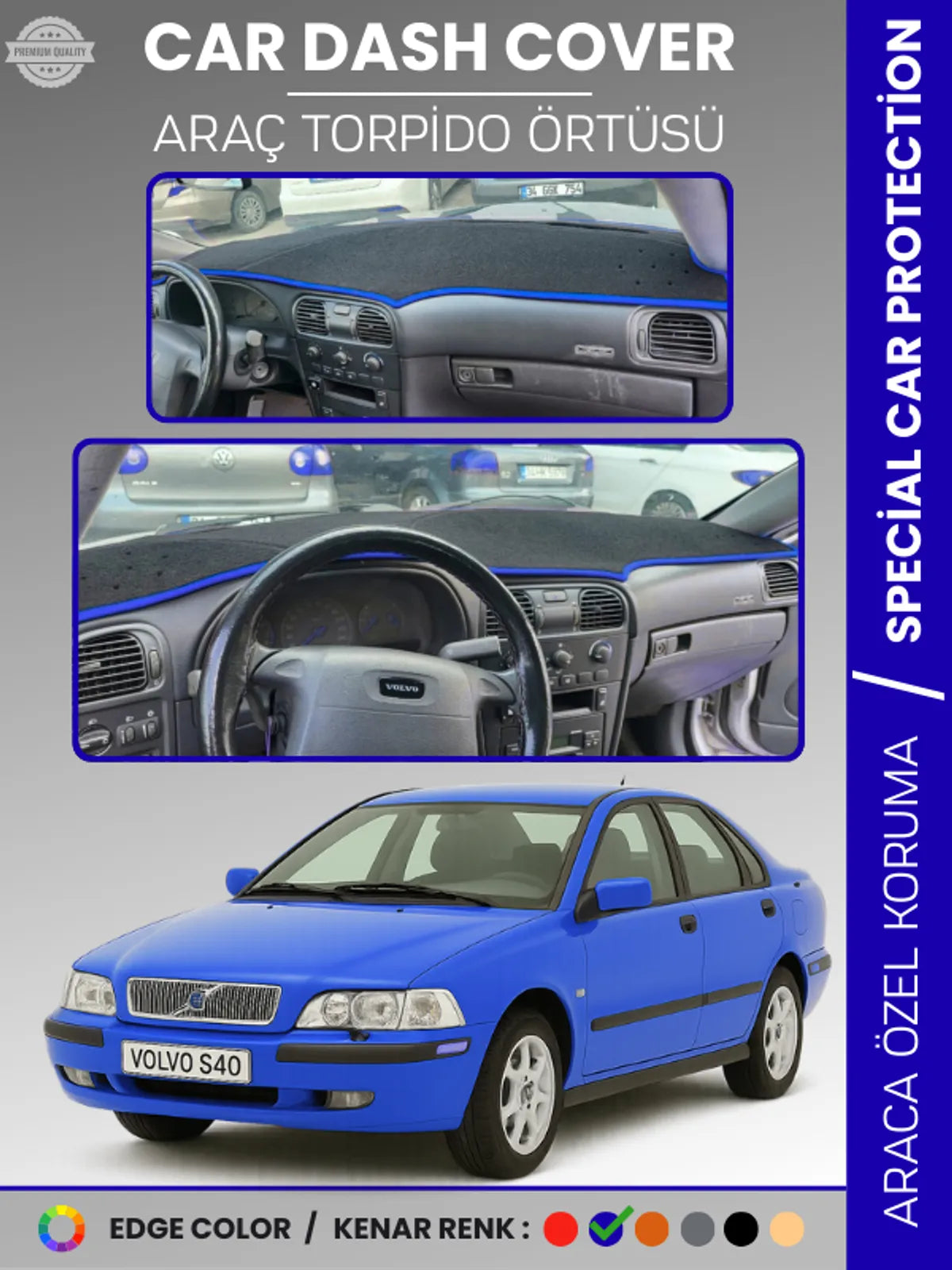 VOLVO S40 (1996-2002) Uyumlu Torpido Örtüsü Araca Özel Ön Göğüs Koruma