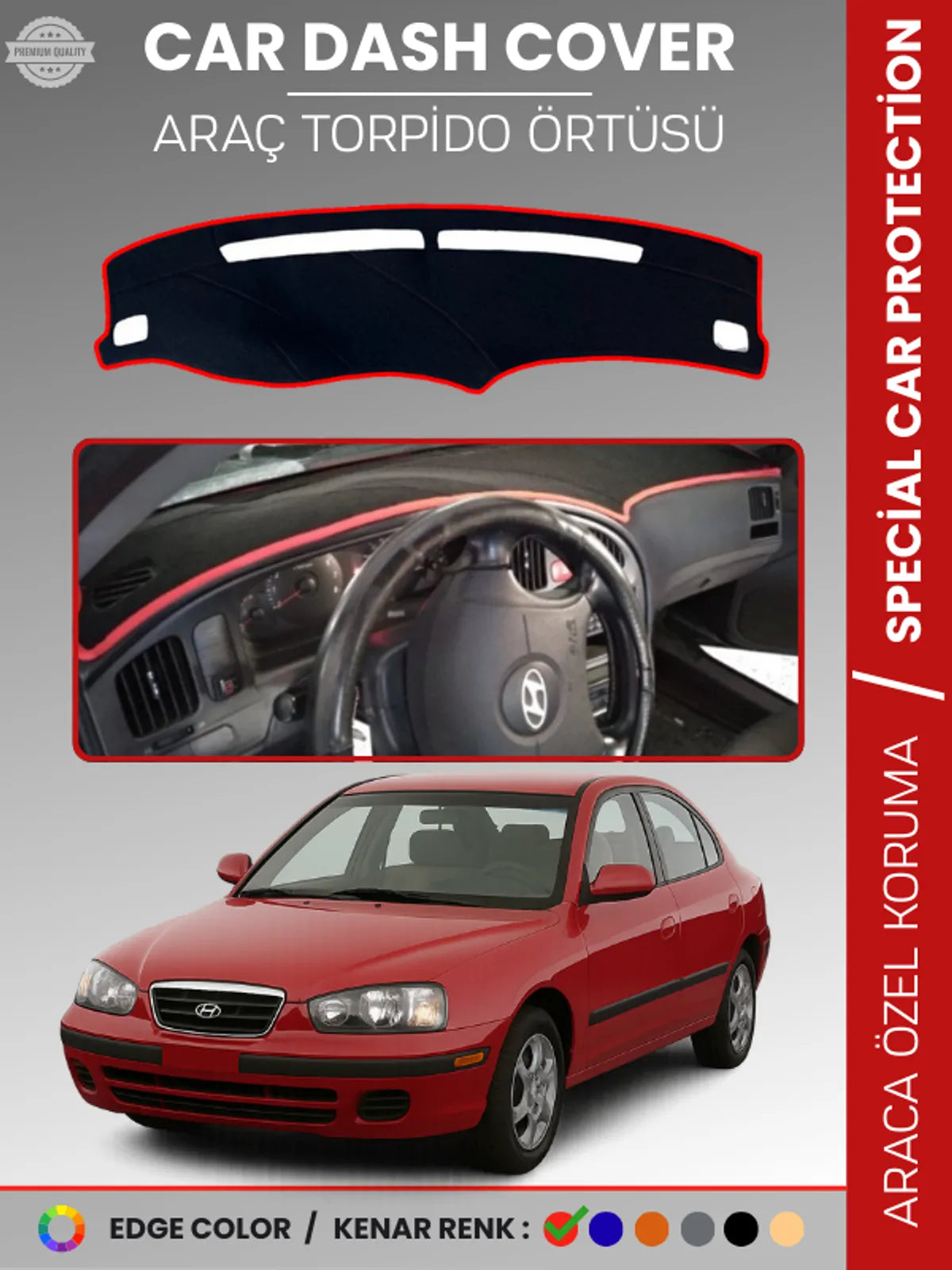 HYUNDAİ ELANTRA (1997-2006) Uyumlu Torpido Örtüsü Araca Özel Ön Göğüs Koruma