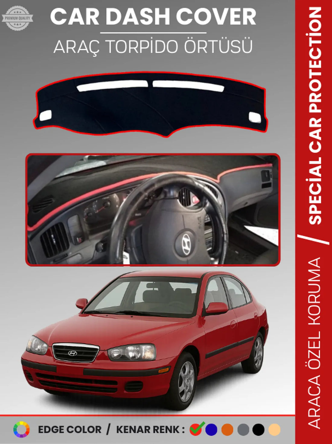 HYUNDAİ ELANTRA (1997-2006) Uyumlu Torpido Örtüsü Araca Özel Ön Göğüs Koruma