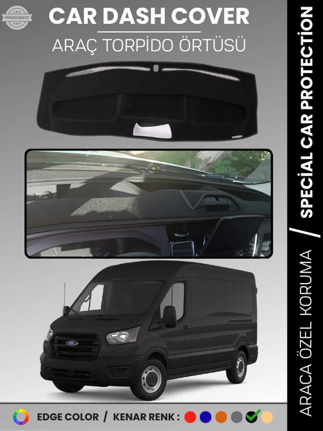 FORD TRANSİT V363 (2019-2023) Uyumlu Torpido Örtüsü Araca Özel Ön Göğüs Koruma