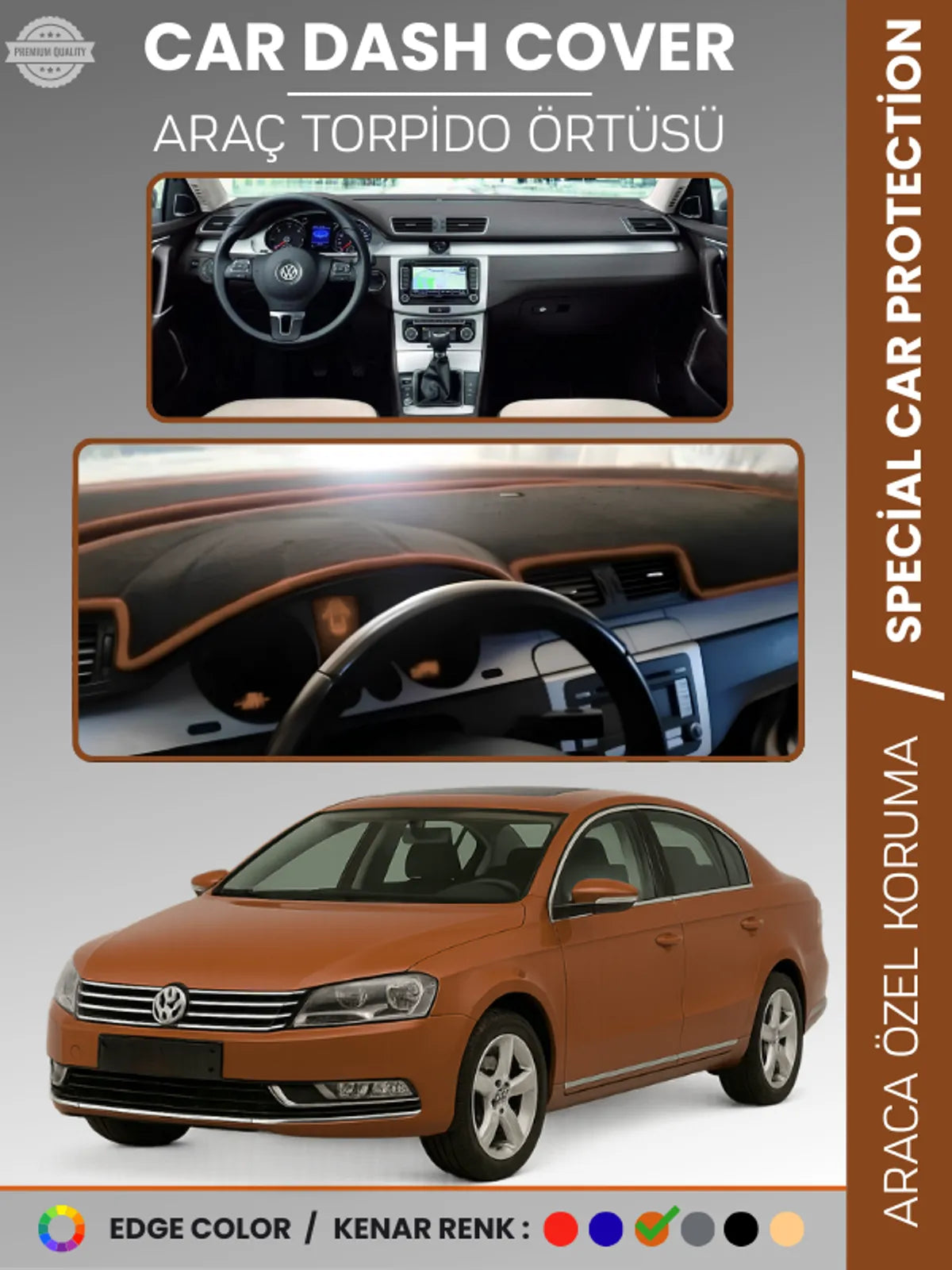 VOLKSWAGEN PASSAT B7 (2010-2015) Uyumlu Torpido Örtüsü Araca Özel Ön Göğüs Koruma