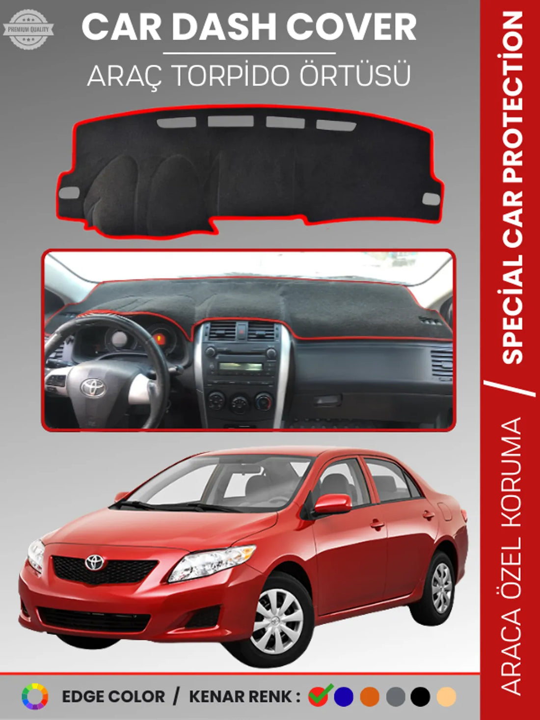 TOYOTA COROLLA E140 (2007-2013) Uyumlu Torpido Örtüsü Araca Özel Ön Göğüs Koruma