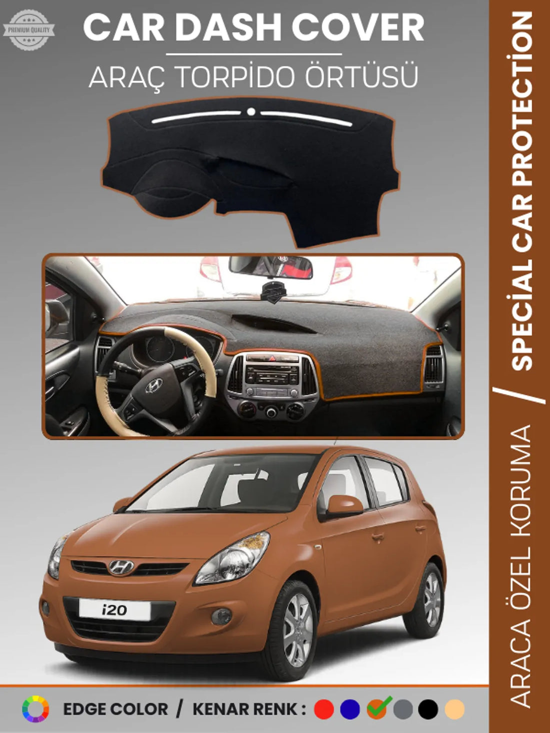 HYUNDAİ İ20 (2008-2014) Uyumlu Torpido Örtüsü Araca Özel Ön Göğüs Koruma