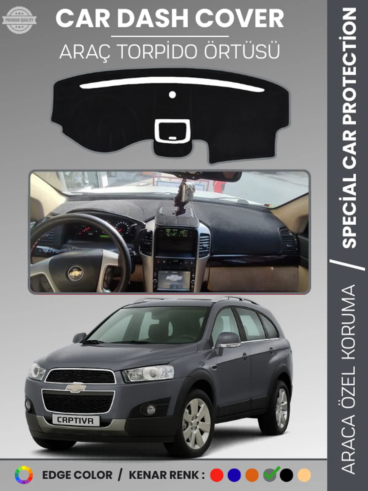 CHEVROLET CAPTİVA (2008-2011) Uyumlu Torpido Örtüsü Araca Özel Ön Göğüs Koruma