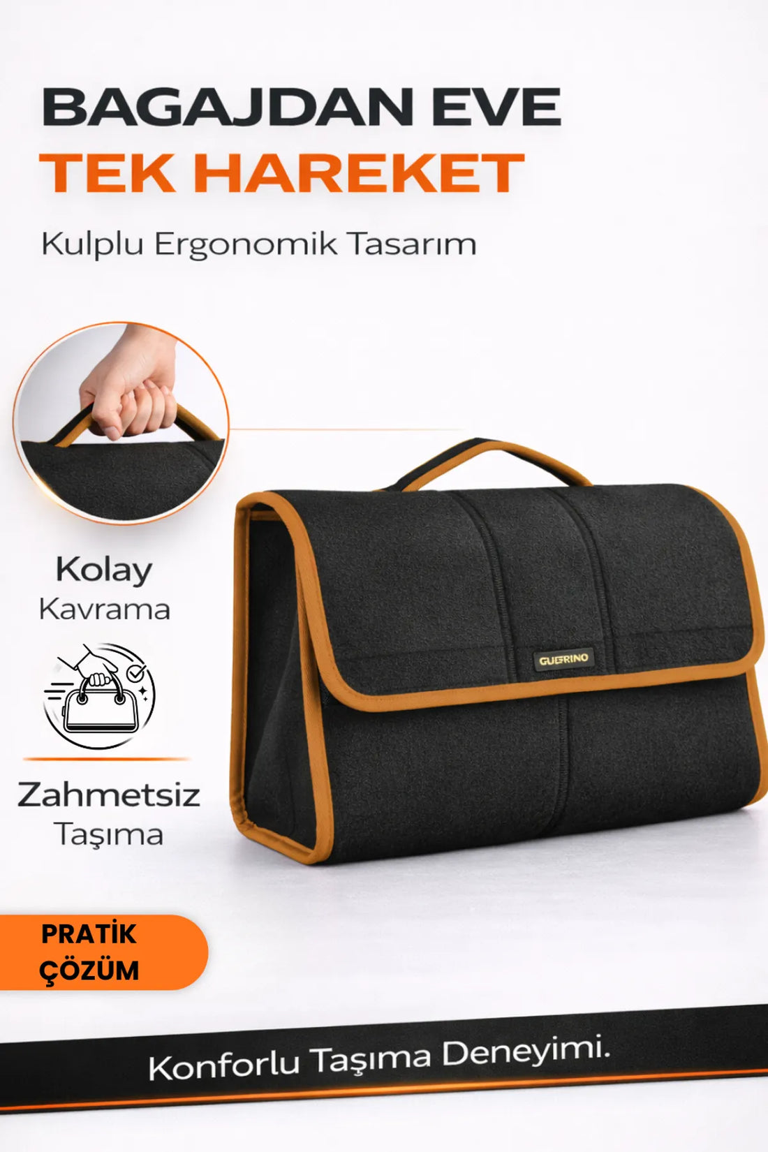 Oto Bagaj Çantası L Boy Kaymaz Cırt Bantlı Velur Kompakt Düzenleyici