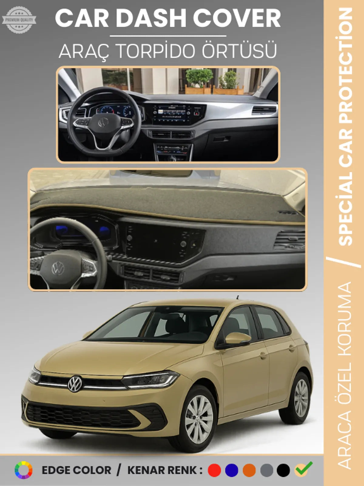 VOLKSWAGEN POLO (2022+) Uyumlu Torpido Örtüsü Araca Özel Ön Göğüs Koruma