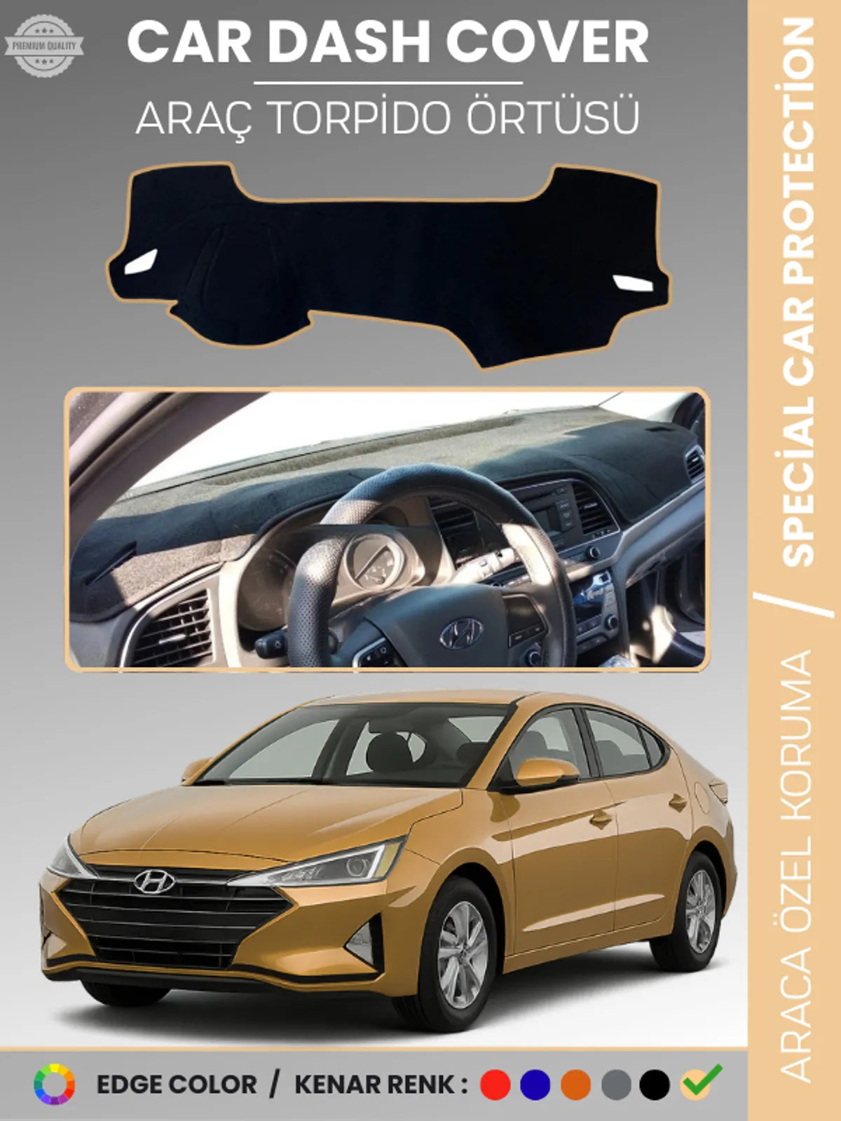 HYUNDAİ ELANTRA (2017-2020) Uyumlu Torpido Örtüsü Araca Özel Ön Göğüs Koruma