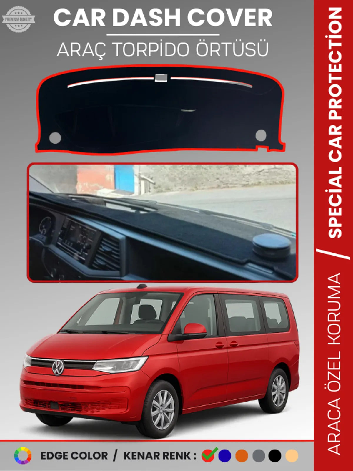 VOLKSWAGEN TRANSPORTER T7 (2021+) Uyumlu Torpido Örtüsü Araca Özel Ön Göğüs Koruma
