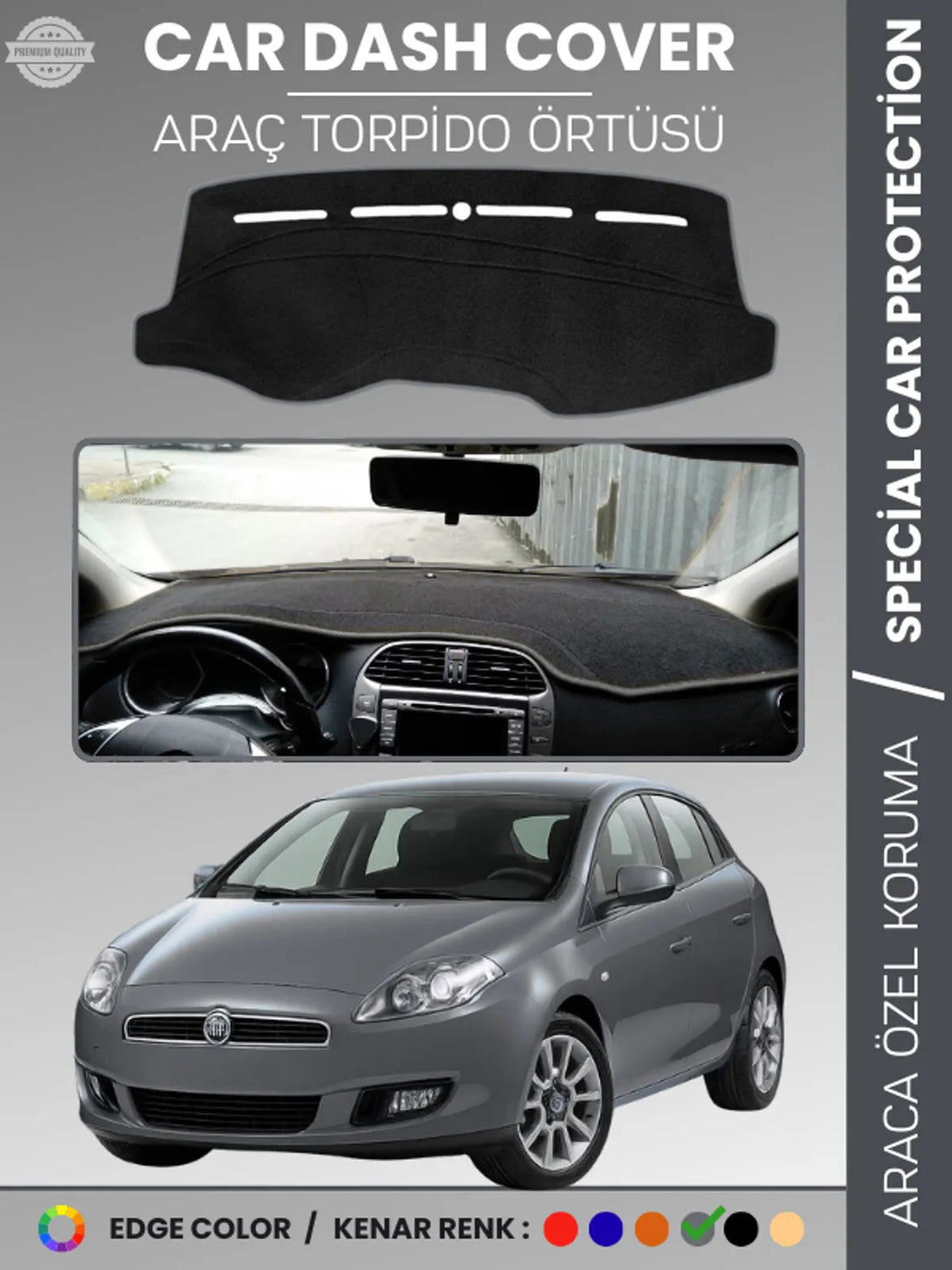 FIAT BRAVO (2007-2014) Uyumlu Torpido Örtüsü Araca Özel Ön Göğüs Koruma