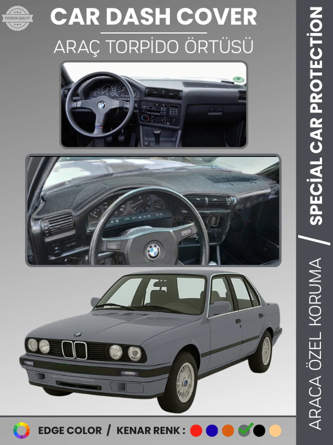 BMW E30 3 SERİSİ (1982-1991) Uyumlu Torpido Örtüsü Araca Özel Ön Göğüs Koruma