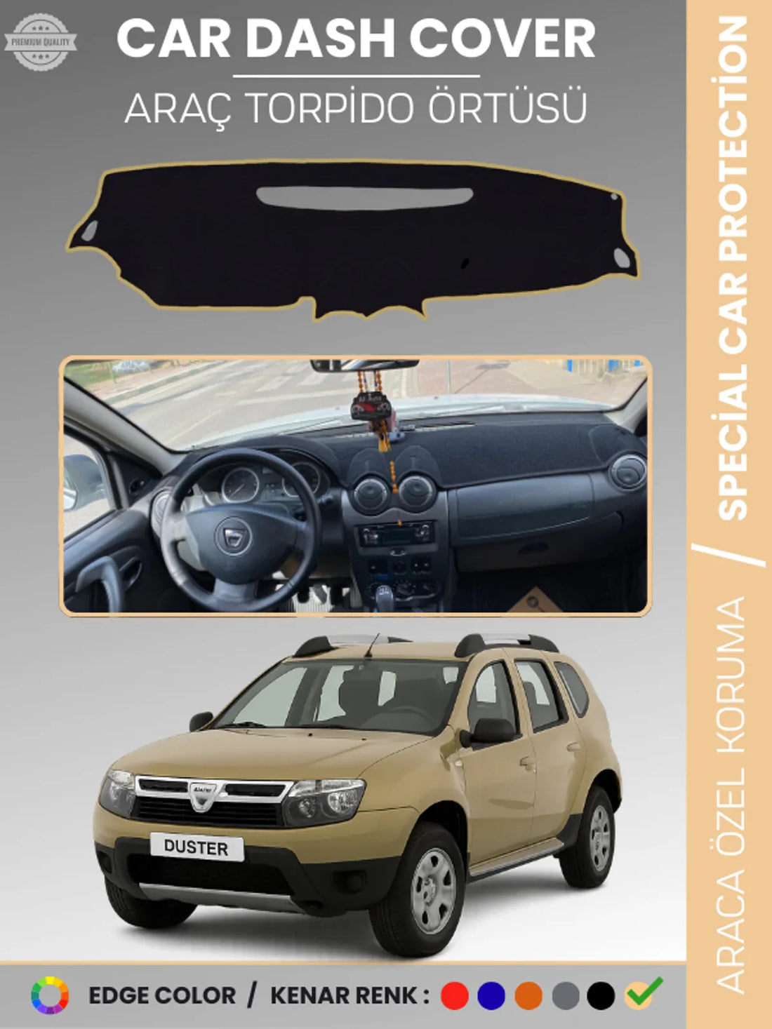 DACIA DUSTER (2009-2013) Uyumlu Torpido Örtüsü Araca Özel Ön Göğüs Koruma
