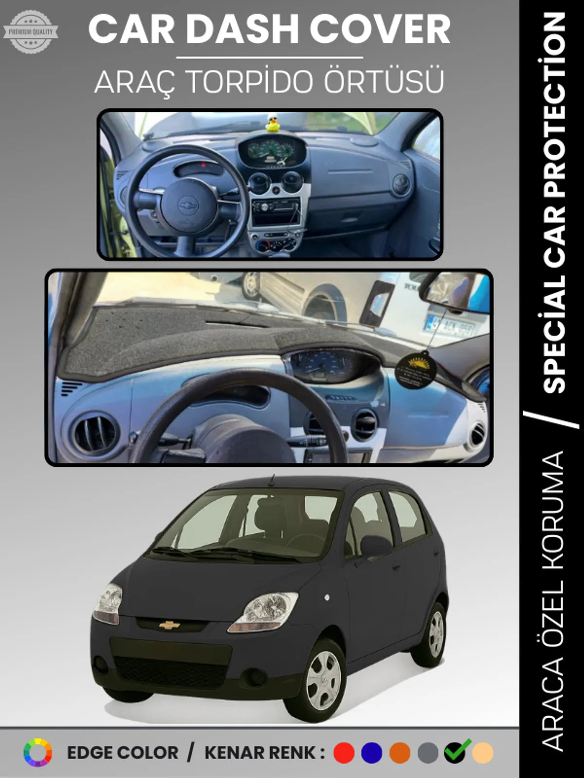 CHEVROLET SPARK (2009-2015) Uyumlu Torpido Örtüsü Araca Özel Ön Göğüs Koruma