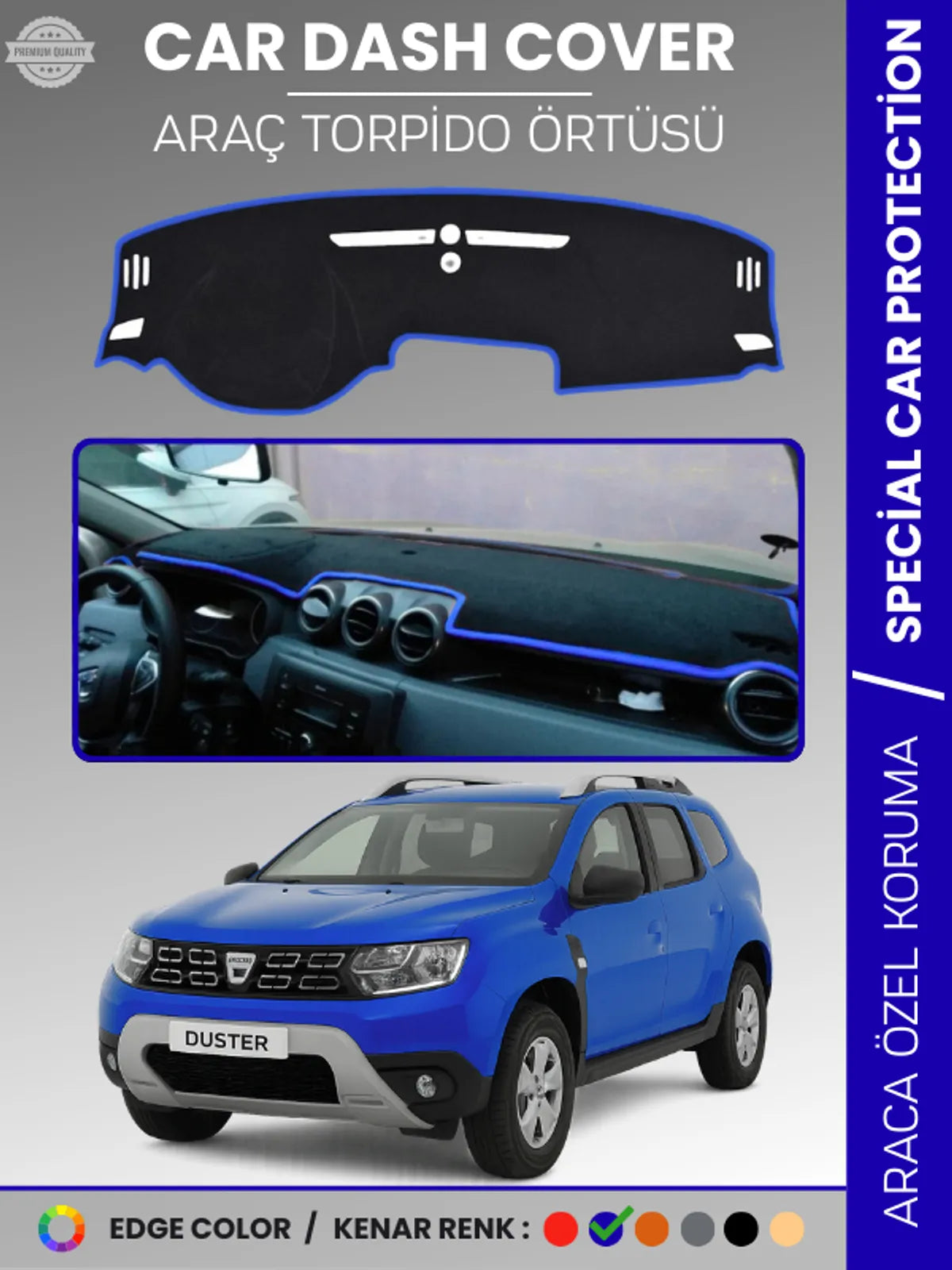 DACIA DUSTER (2018-2020) Uyumlu Torpido Örtüsü Araca Özel Ön Göğüs Koruma