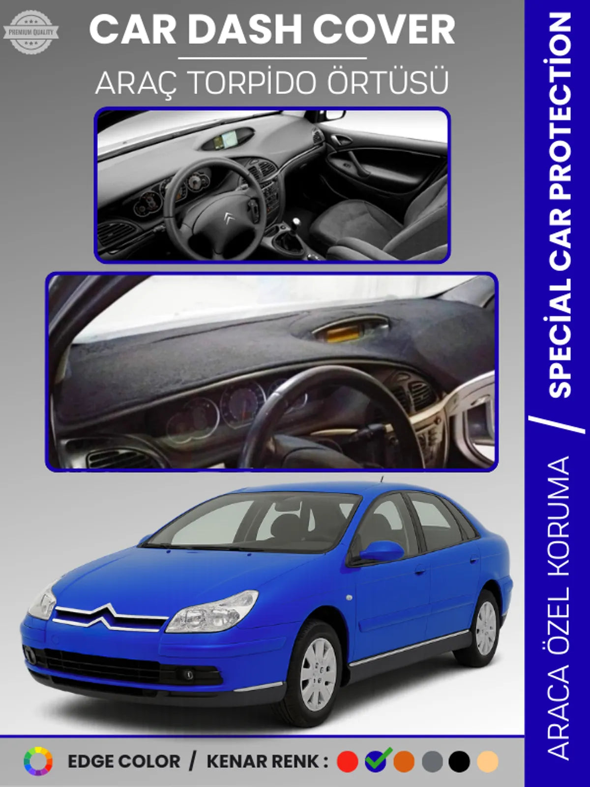CITROEN C5 (2004-2008) Uyumlu Torpido Örtüsü Araca Özel Ön Göğüs Koruma