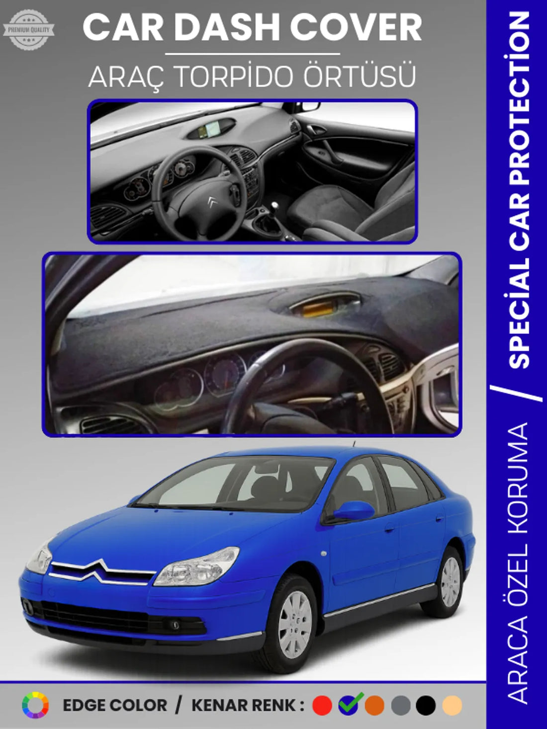 CITROEN C5 (2004-2008) Uyumlu Torpido Örtüsü Araca Özel Ön Göğüs Koruma