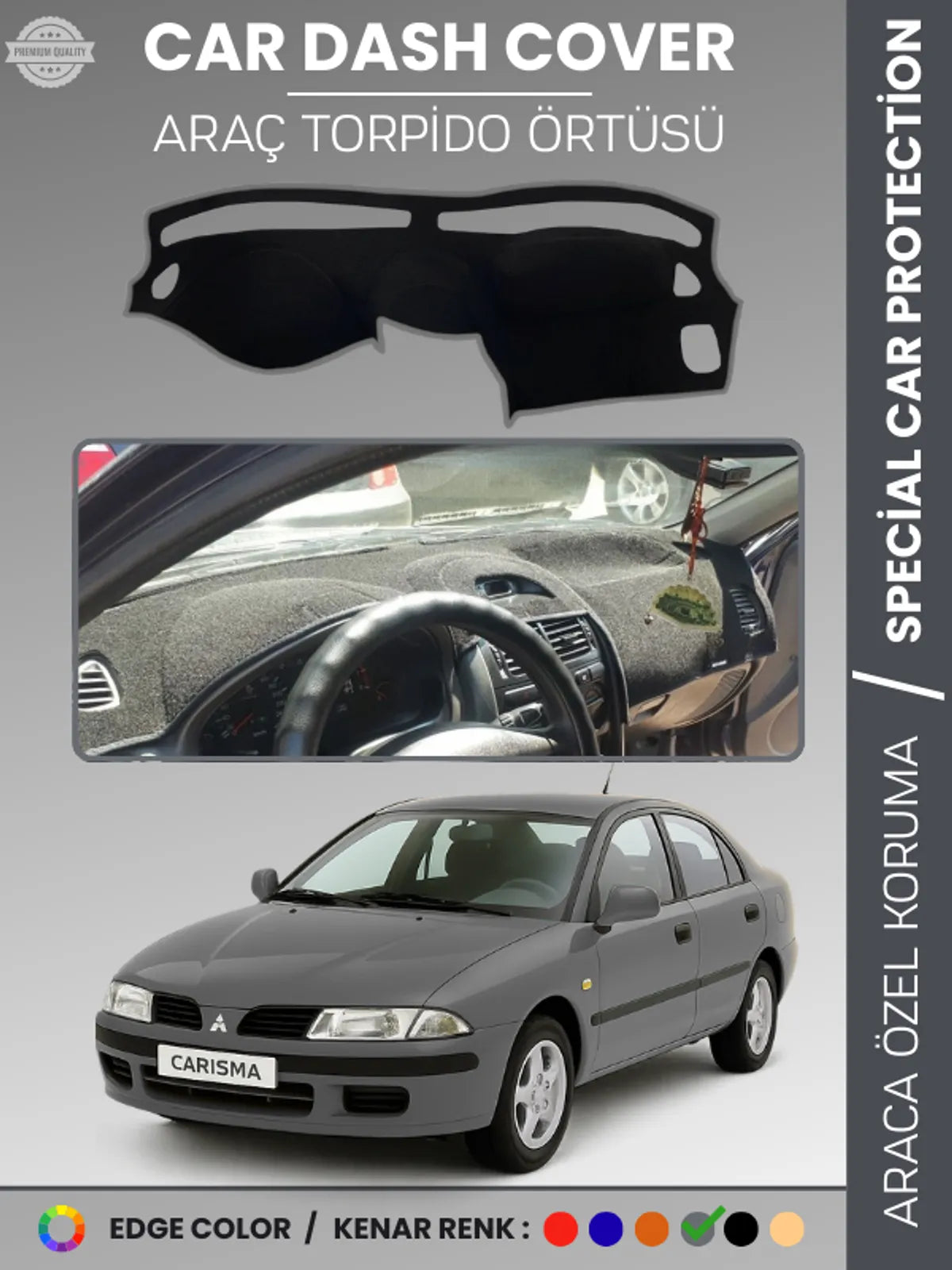 MITSUBISHI CARISMA KÜÇÜK EKRAN (1995-2004) Uyumlu Torpido Örtüsü Araca Özel Ön Göğüs Koruma
