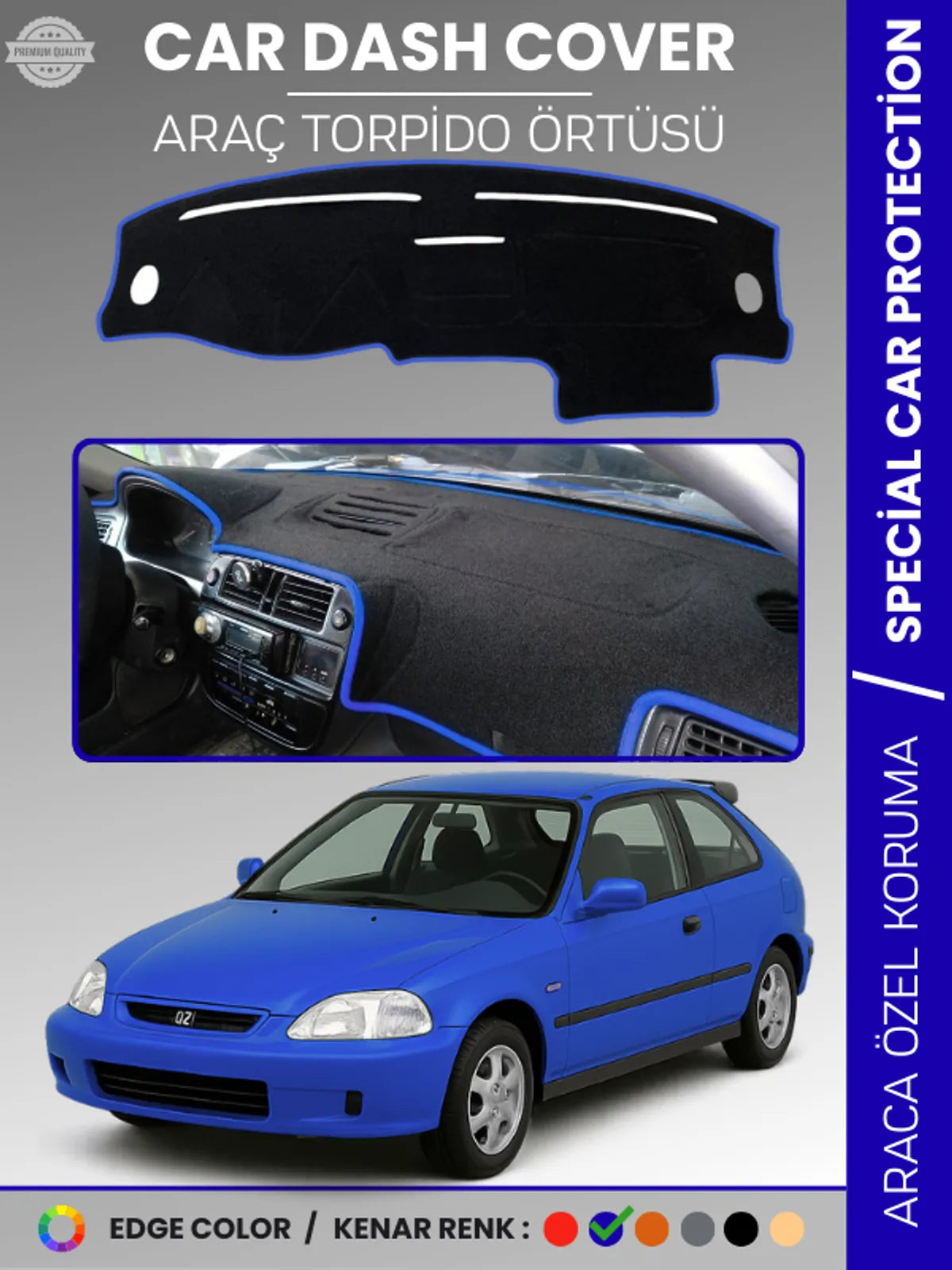 Honda CİVİC EJ-EK-EM (1995-2000) Uyumlu Torpido Örtüsü Araca Özel Ön Göğüs Koruma