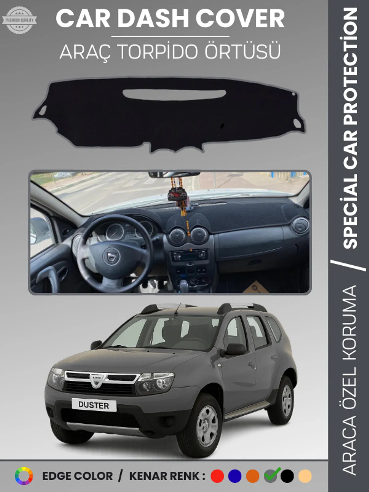 DACIA DUSTER (2009-2013) Uyumlu Torpido Örtüsü Araca Özel Ön Göğüs Koruma
