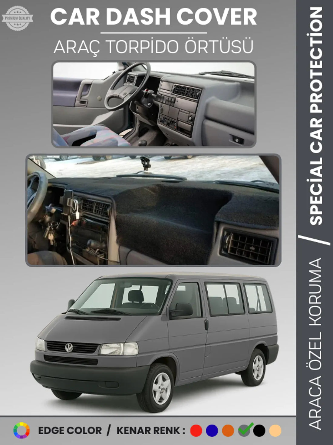 VOLKSWAGEN TRANSPORTER T4 (1990-2003) Uyumlu Torpido Örtüsü Araca Özel Ön Göğüs Koruma