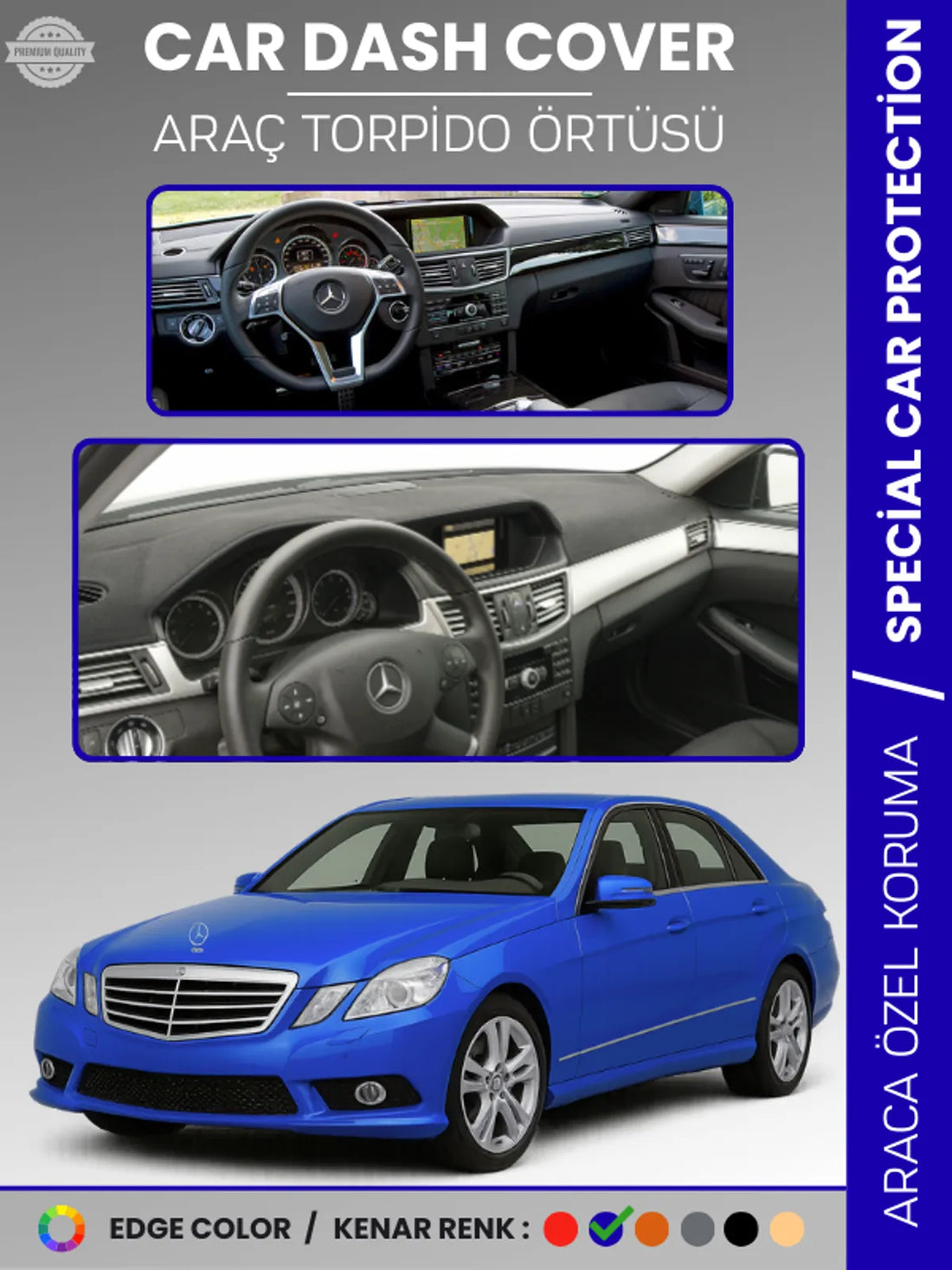 MERCEDES E200 / E220 / E250 / E300 W212 (2009-2016) Uyumlu Torpido Örtüsü Araca Özel Ön Göğüs Koruma