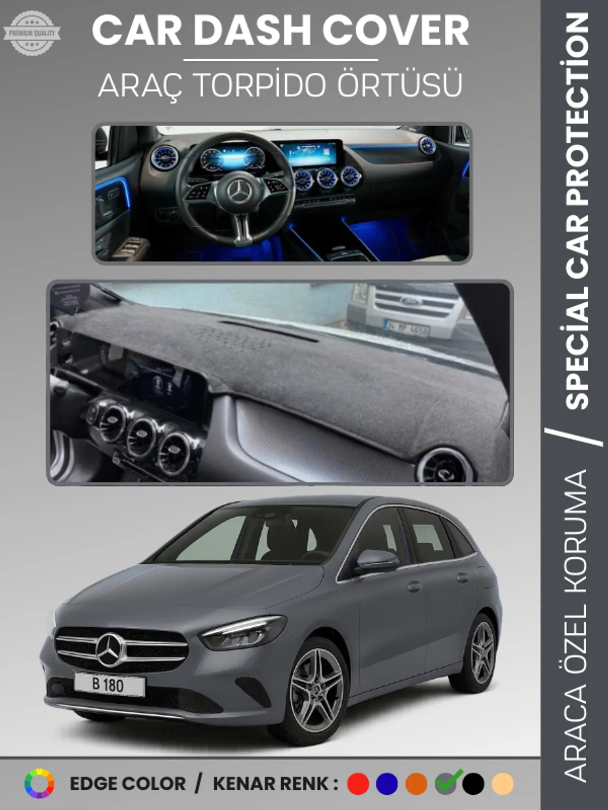 MERCEDES B-CLASS W247 (2019-2023) Uyumlu Torpido Örtüsü Araca Özel Ön Göğüs Koruma