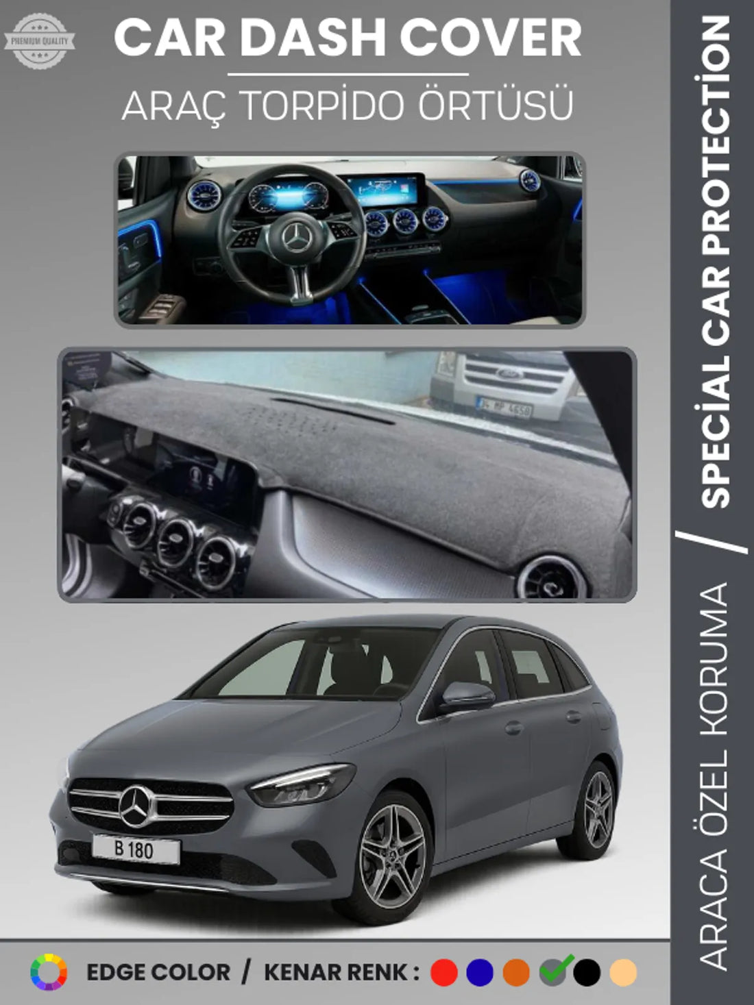 MERCEDES B-CLASS W247 (2019-2023) Uyumlu Torpido Örtüsü Araca Özel Ön Göğüs Koruma