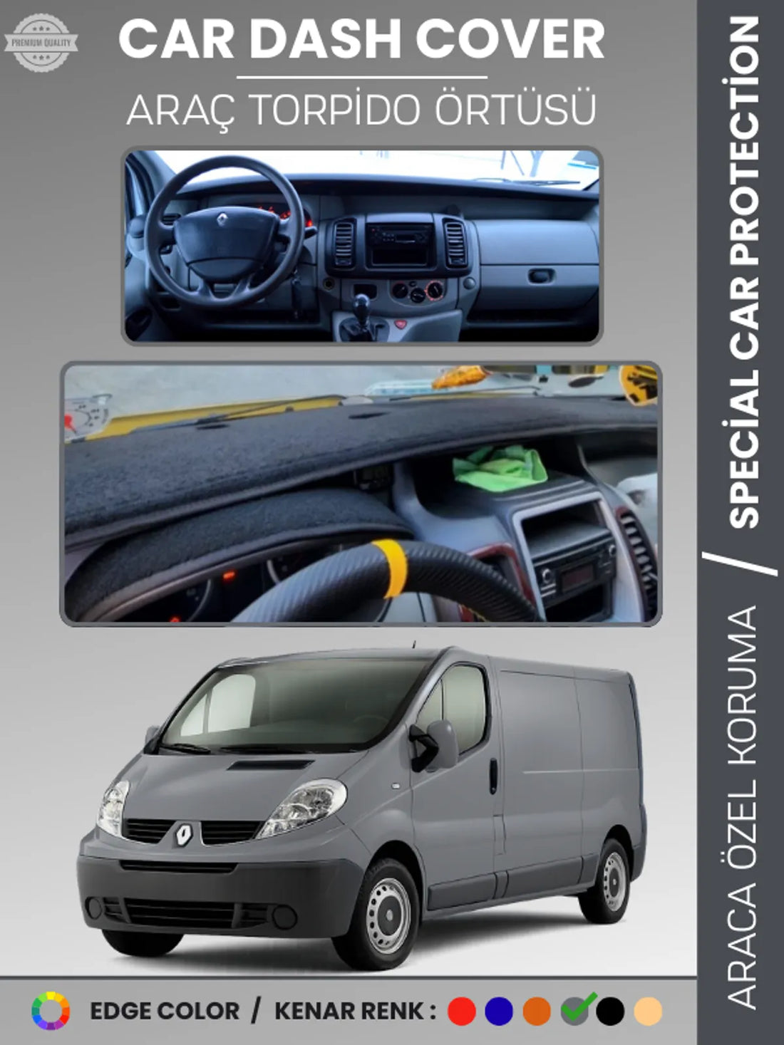 RENAULT TRAFIC 2 (2001-2014) Uyumlu Torpido Örtüsü Araca Özel Ön Göğüs Koruma