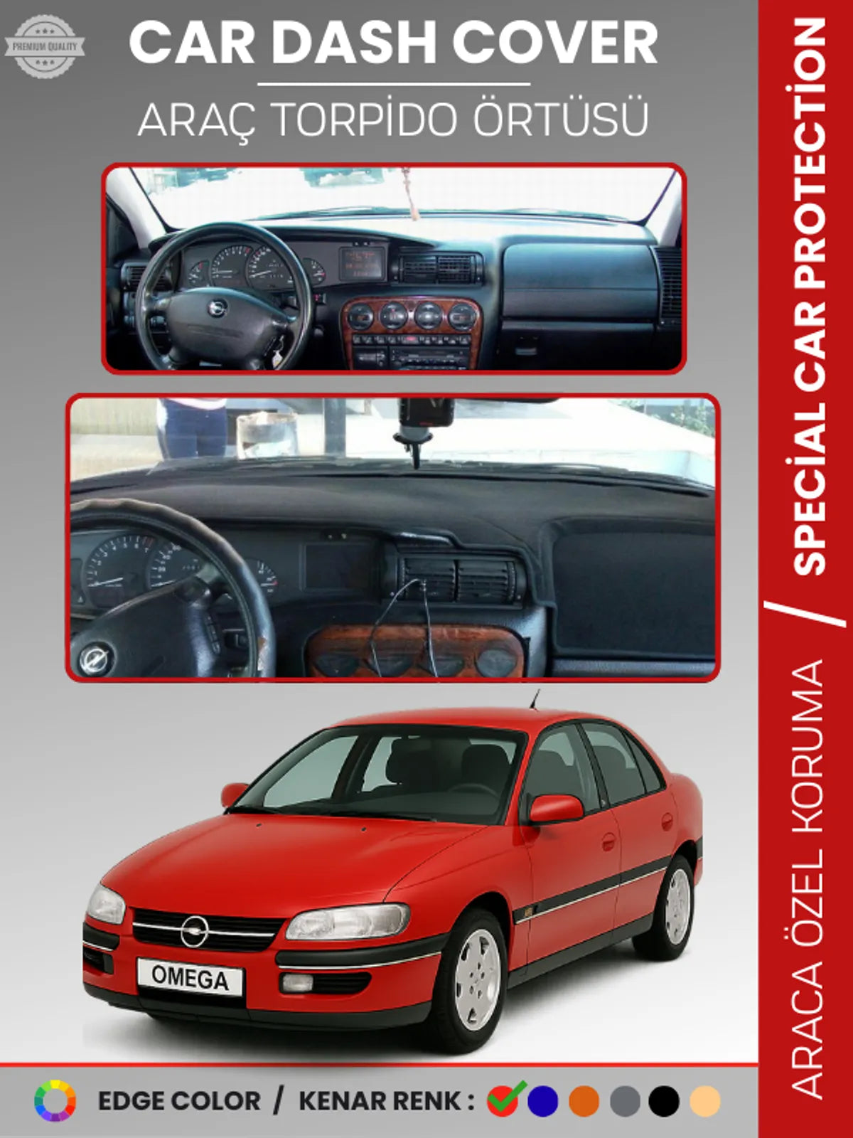 OPEL OMEGA (1993-2003) Uyumlu Torpido Örtüsü Araca Özel Ön Göğüs Koruma
