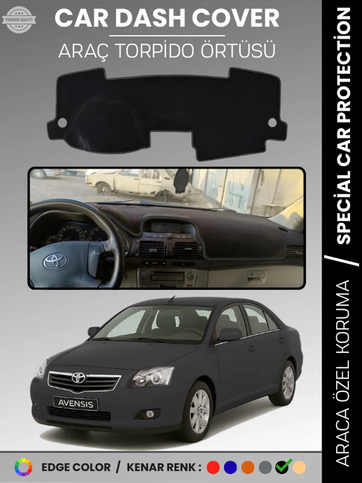 TOYOTA AVENSİS T250 (2003-2008) Uyumlu Torpido Örtüsü Araca Özel Ön Göğüs Koruma